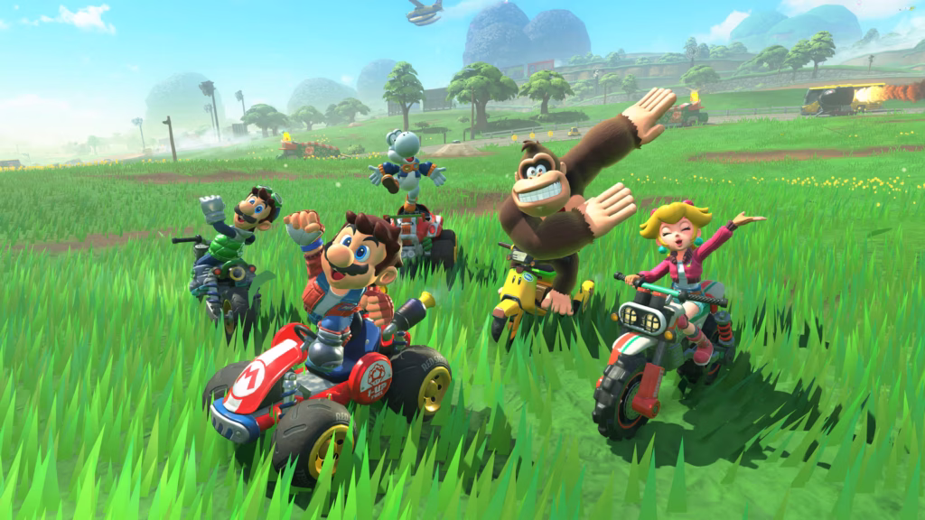 Mario Kart World gameplay carreras Nintendo 2025.